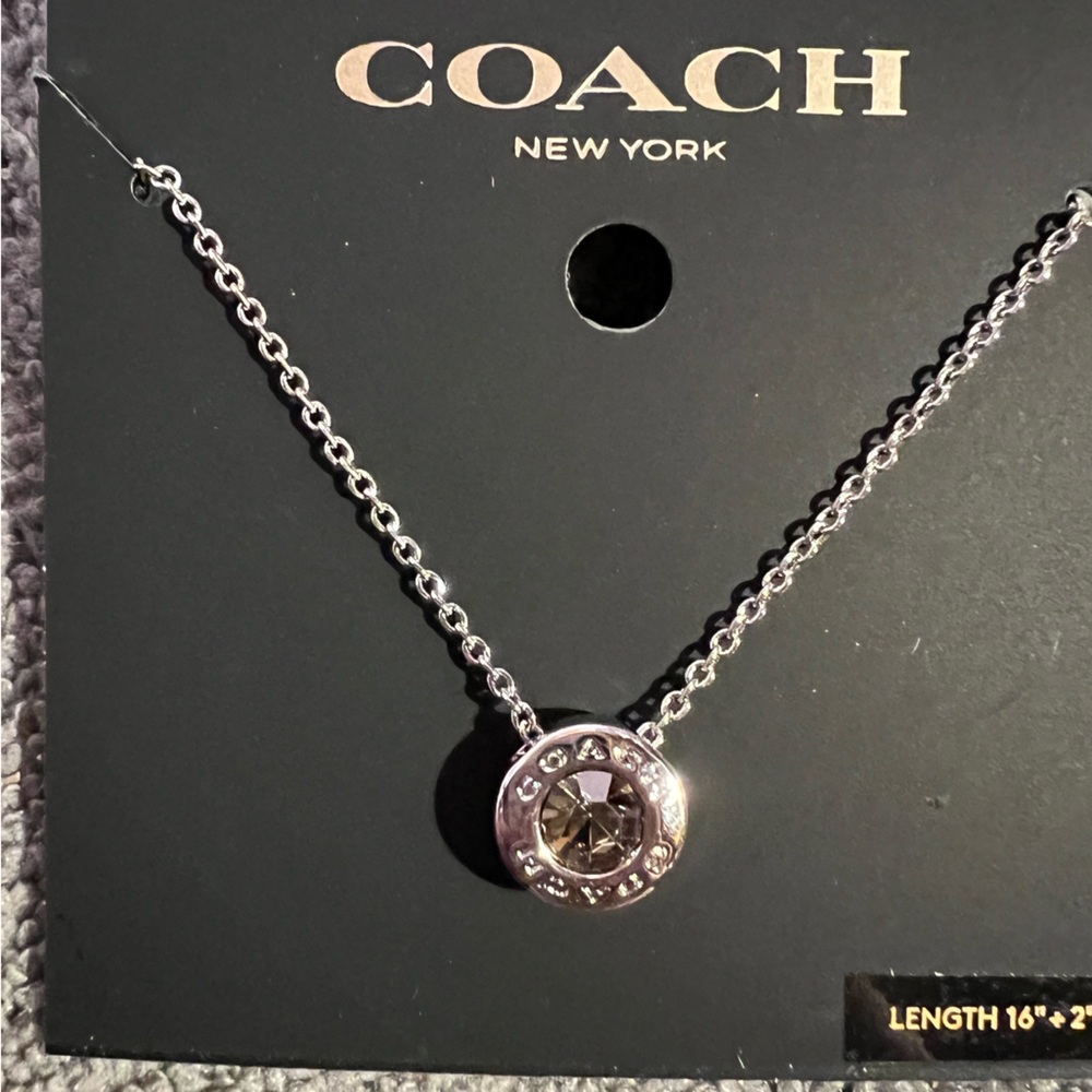 Coach open circle stone necklace